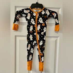 Little Sleepies Halloween Ghost Convertible Bamboo Romper 6-12 Months